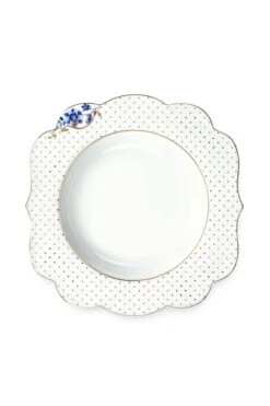 Royal White Soup Plate Golden Dots 23,5 Cm