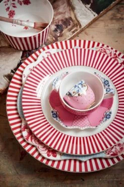 Royal Stripes Breakfast Plate Dark Pink 21cm -Home Comprehensive-PIP Studio 220608 pip haarlem2765 hr lr