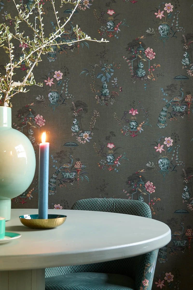 Pip Studio Chinese Porcelain Vinyl Wallpaper Dark Green 1 Pip Studio Chinese Porcelain Vinyl Wallpaper Dark Green