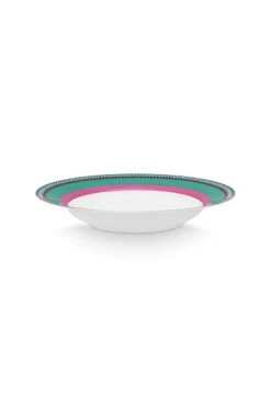 Pip Chique Stripes Deep Plate Pink/Green 23.5cm -Home Comprehensive-PIP Studio 51.001.389 02 lr