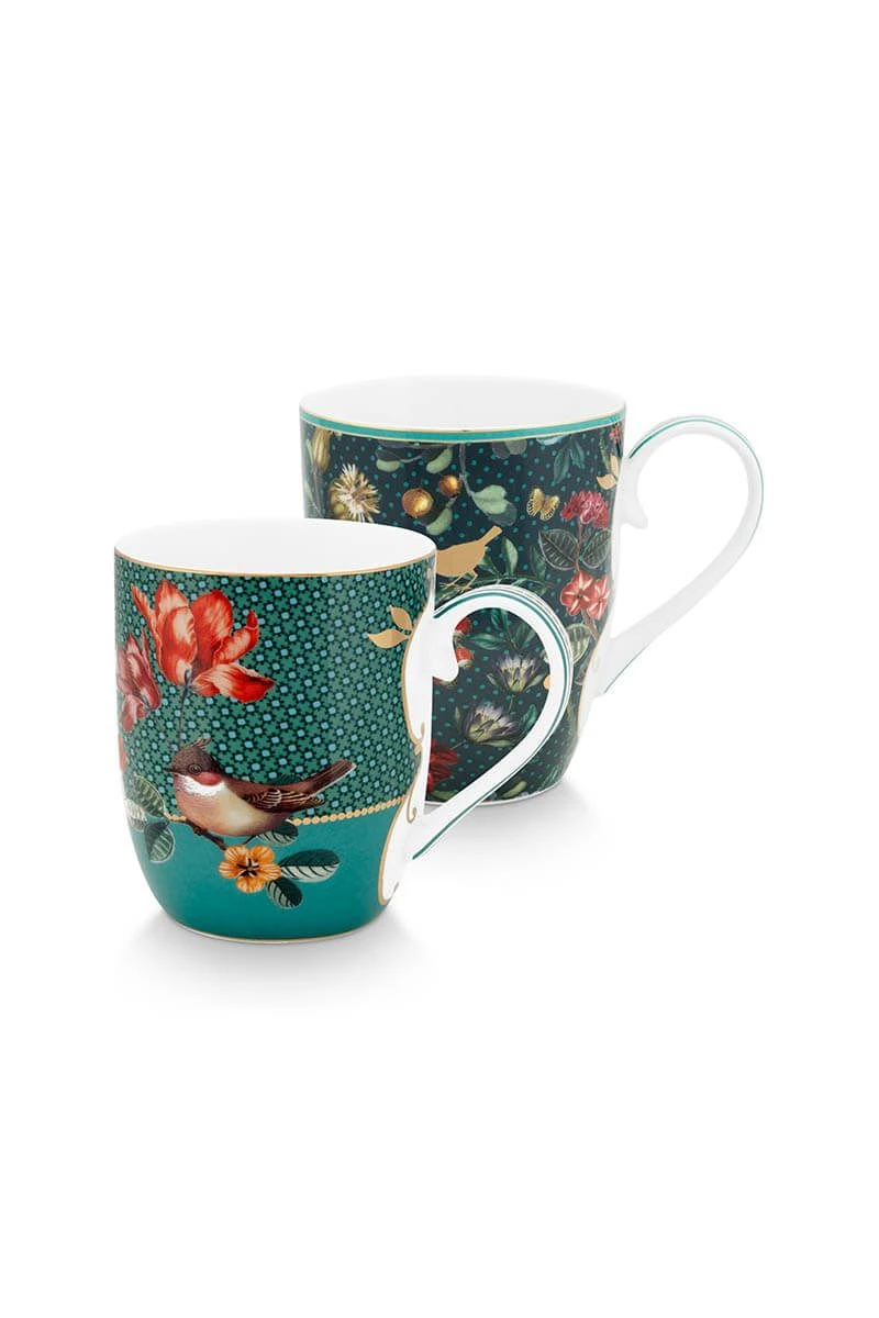 Winter Wonderland Set/2 Mugs Small Green 1 Winter Wonderland Set/2 Mugs Small Green