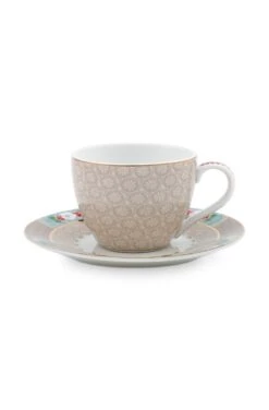 Blushing Birds Espresso Cup & Saucer Khaki