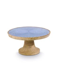 Wooden Platter White/Blue 22 Cm