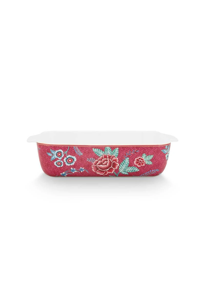 Flower Festival Serving Tray Rectangular Dark Pink 3 Flower Festival Serving Tray Rectangular Dark Pink - Image 3