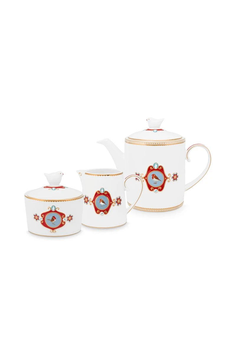 Love Birds Tea Set/3 White 2 Love Birds Tea Set/3 White - Image 2