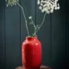 Oval Metal Vase Red 30 Cm