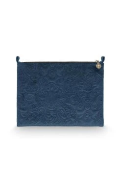 Cosmetic Flat Pouch Large Velvet Quiltey Days Blue -Home Comprehensive-PIP Studio 51.274.208 02