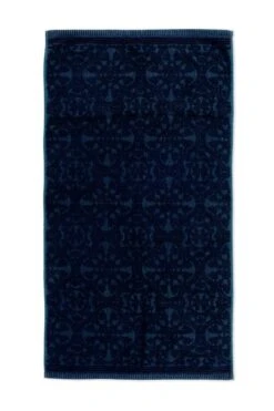 Bath Towel Set/3 Tile De Pip Dark Blue 55x100 Cm -Home Comprehensive-PIP Studio 6781 pip tile de pip dark blue towel 55x100 1