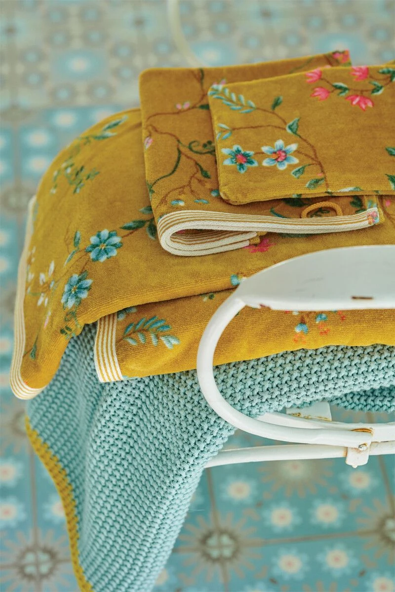 Bath Towel Set/3 Les Fleurs Yellow 55x100 Cm 2 Bath Towel Set/3 Les Fleurs Yellow 55x100 Cm - Image 2