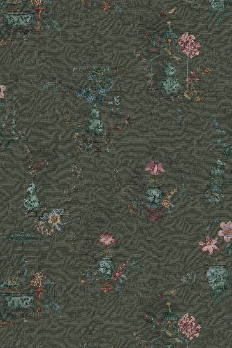 Pip Studio Chinese Porcelain Vinyl Wallpaper Dark Green 3 Pip Studio Chinese Porcelain Vinyl Wallpaper Dark Green - Image 3