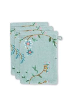 Washcloth Set/3 Les Fleurs Blue 16x22 Cm