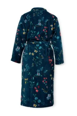 Bathrobe Les Fleurs Dark Blue 9 Bathrobe Les Fleurs Dark Blue -Home Comprehensive-PIP Studio les fleurs bathrobe dark blue back lr