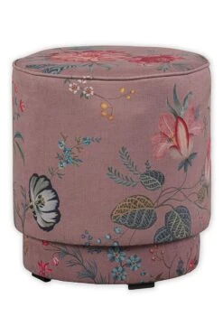 Stool High Fleur Grandeur Pink -Home Comprehensive-PIP Studio pip 001 p m 01 vs pip poef fleur grandeur roze medium
