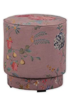 Stool High Fleur Grandeur Pink -Home Comprehensive-PIP Studio pip 001 p m 02 vs pip poef fleur grandeur roze medium