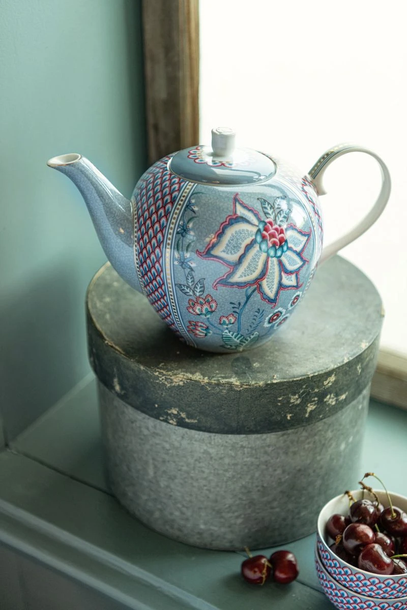 Flower Festival Tea Set/3 Large Light Blue 2 Flower Festival Tea Set/3 Large Light Blue - Image 2