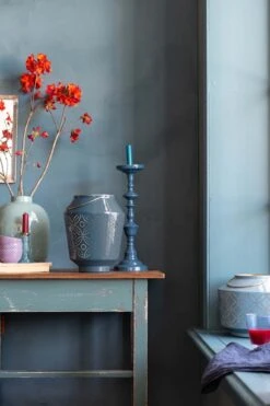 Lantern Enamelled Blue 29cm