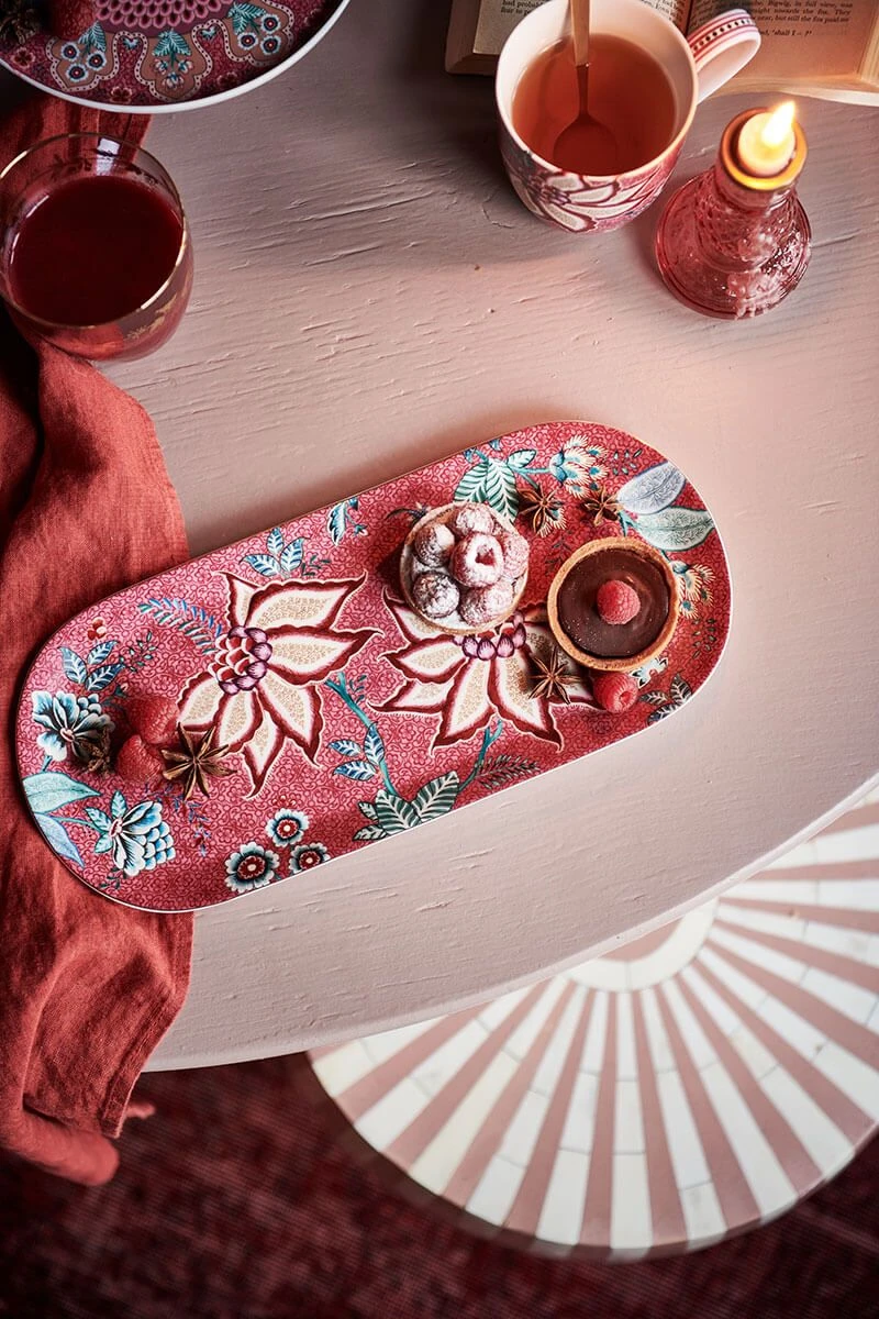 Flower Festival Cake Tray Rectangular Dark Pink 2 Flower Festival Cake Tray Rectangular Dark Pink - Image 2