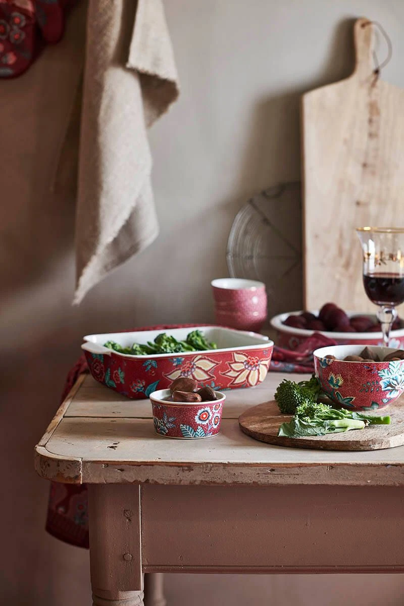 Flower Festival Serving Tray Rectangular Dark Pink 2 Flower Festival Serving Tray Rectangular Dark Pink - Image 2