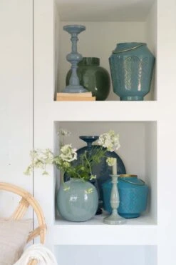 Metal Vase Light Blue 23 Cm -Home Comprehensive-PIP Studio pip jolie blue 16 lowres