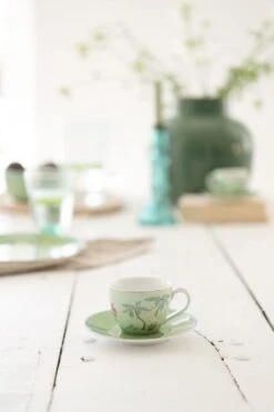 Jolie Set/2 Espresso Cup & Saucer Green -Home Comprehensive-PIP Studio pip jolie green 20 lowres 1