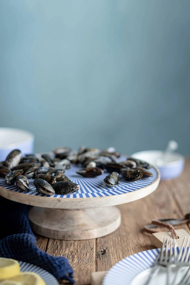 Wooden Platter Blue 32 Cm 2 Wooden Platter Blue 32 Cm - Image 2