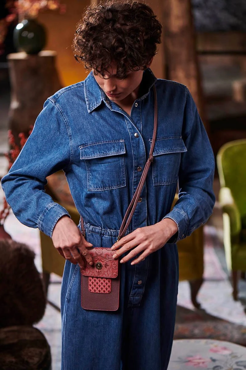 Phone Bag Kyoto Festival Dark Pink/Khaki 2 Phone Bag Kyoto Festival Dark Pink/Khaki - Image 2