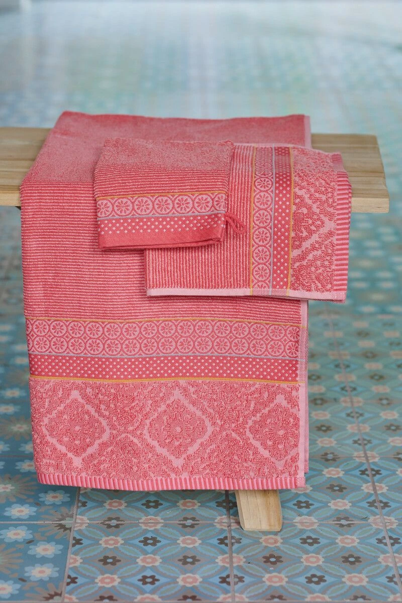 Bath Towel Set/3 Soft Zellige Coral 55x100 Cm 2 Bath Towel Set/3 Soft Zellige Coral 55x100 Cm - Image 2
