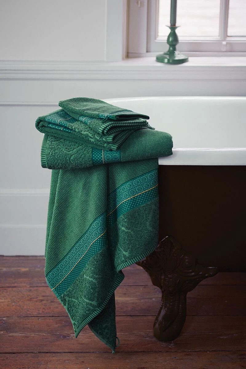 Bath Towel Set/3 Soft Zellige Green 55x100 Cm 2 Bath Towel Set/3 Soft Zellige Green 55x100 Cm - Image 2