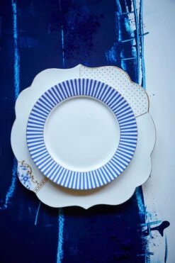 Royal Stripes Breakfast Plate Blue 21 Cm -Home Comprehensive-PIP Studio pipserviesroyalblue240620200778