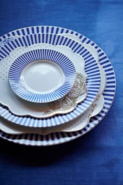 Royal Stripes Breakfast Plate Blue 21 Cm -Home Comprehensive-PIP Studio pipserviesroyalblue240620200806 2