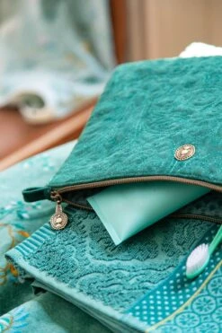 Cosmetic Flat Pouch Large Velvet Quiltey Days Green -Home Comprehensive-PIP Studio pipstudio loe res 1179