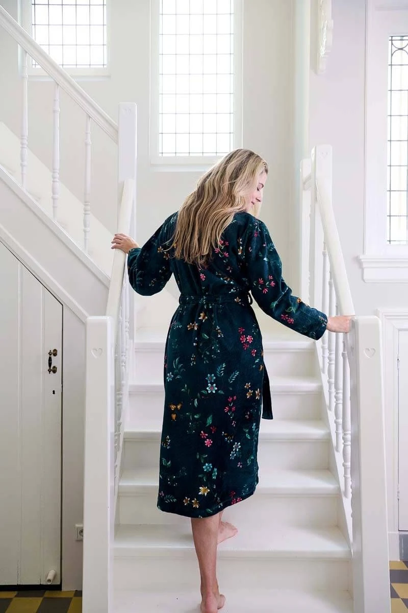 Bathrobe Les Fleurs Dark Blue 6 Bathrobe Les Fleurs Dark Blue - Image 6