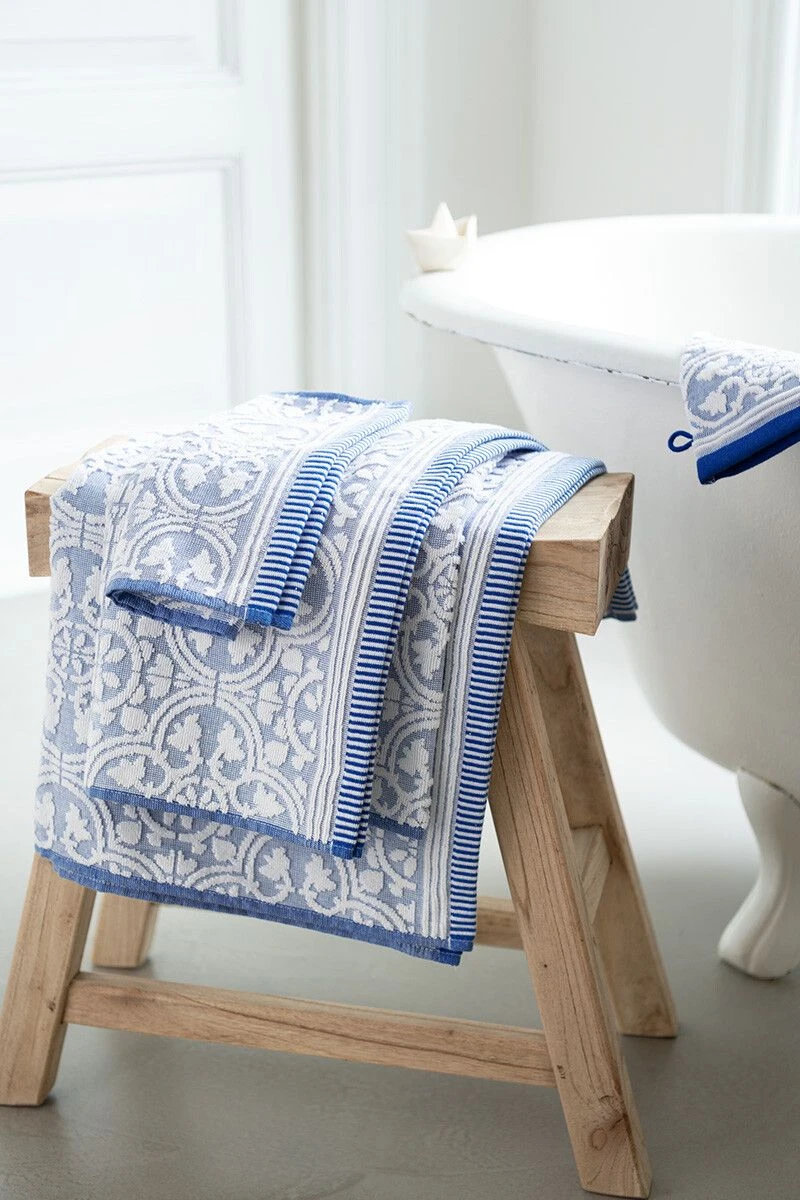 Bath Towel Set/3 Tile De Pip Blue 55x100 Cm 2 Bath Towel Set/3 Tile De Pip Blue 55x100 Cm - Image 2