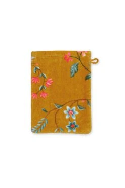 Washcloth Set/3 Les Fleurs Yellow 16x22 Cm -Home Comprehensive-PIP Studio washcloth les fleurs yellow flowers 16x22 pip studio 217837